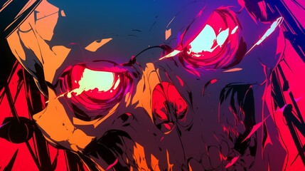 Burning comics style skull background composition