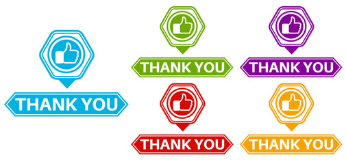 set thank you sign symbol. satisfaction icon labels appreciation sticker design vector illustration