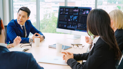 Business data dashboard provide business intelligence analytic for marketing strategy planning snugly with big data set to analyze customer demands and foreseeing business future