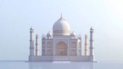 Naklejka premium Architectural wonder. taj mahal in a minimalist style. ai generate illustration. Taj Mahal. Illustration