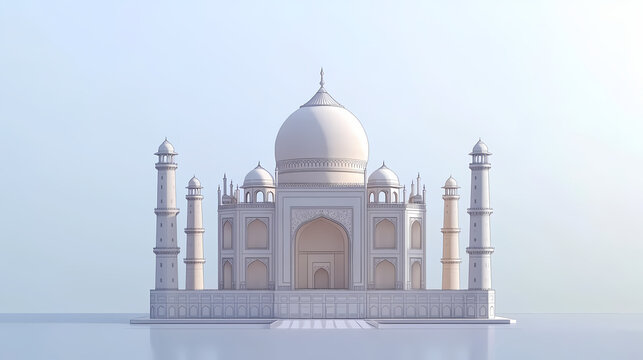 Architectural wonder. taj mahal in a minimalist style. ai generate illustration. Taj Mahal. Illustration