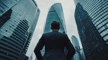 Fototapeta premium Businessman in Modern Cityscape