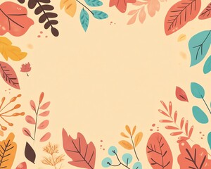 Autumn floral frame with leaf vector illustration for nature art design