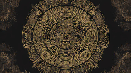 Aztec concept illustration. Aztec Calendar. Illustration