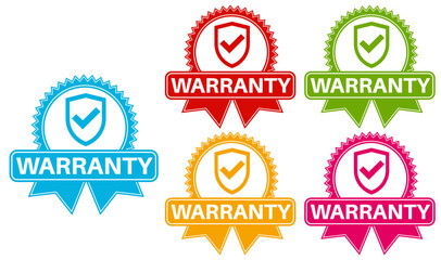 set warranty sticker sign set. warranty symbol label social media template vector illustration	