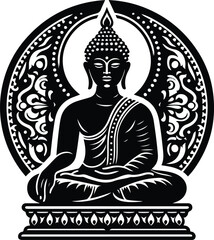 Zen Serenity: Buddha Silhouette - Iconic Black Silhouette