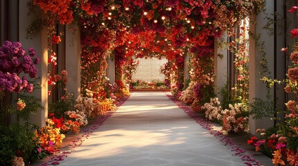 Beautiful wedding stage with flowers. elegant decoration background.
