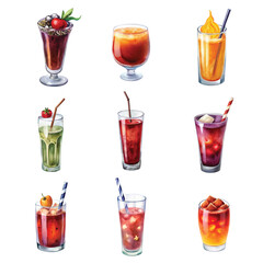 Collection of cherry and orange flavored cocktails