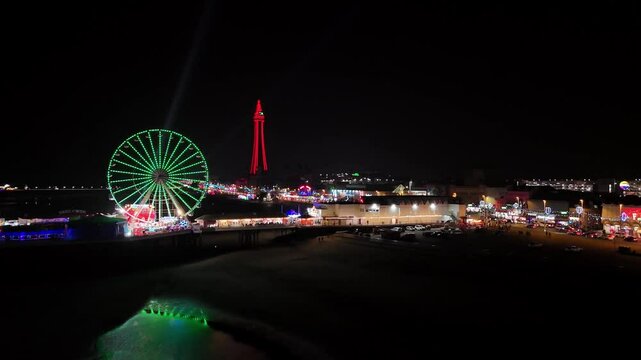 Central Pier and Blackpool Tower at Night