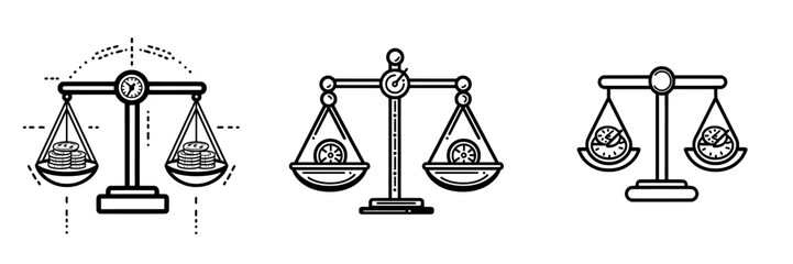 Balanced scales with dollar signs and weights are symbols of debt management and financial stability.