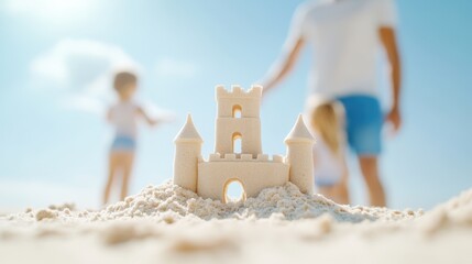 A family building sandcastles on a sunny beach, capturing the carefree spirit of summer vacations.