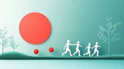 A family participating in a community sports event, emphasizing the importance of physical activity and teamwork.