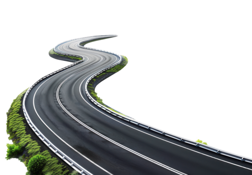 Winding Highway Isolated on White and PNG Transparent Background - Powered by Adobe