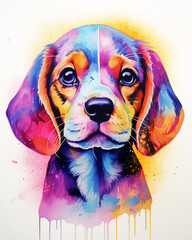 Transform your space with a multicolor baby beagle watercolor and a gorgeous Dog Breed Wall Art