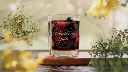 Art Nouveau Inspired Blueberry Juice in Elegant Glass
