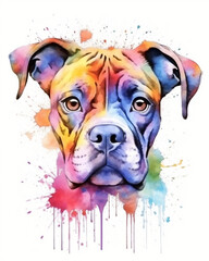 Adorn your wall with a multicolor baby boxer watercolor featuring a captivating Dog Photography