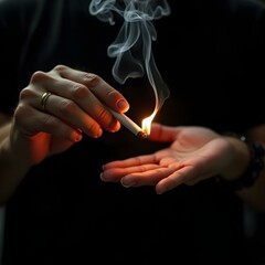 smoking cigarette in hand