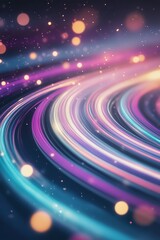 Fototapeta premium Vibrant swirling light patterns in shades of pink, blue, and white with shimmering particles