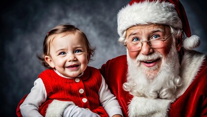 Charming Toddler Shares Joyful Moment With Santa Claus During Festive Holiday Celebration