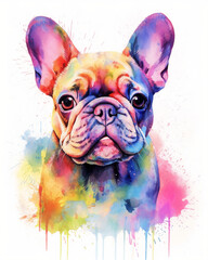 Experience the beauty of a multicolor baby bulldog watercolor through Puppy Prints