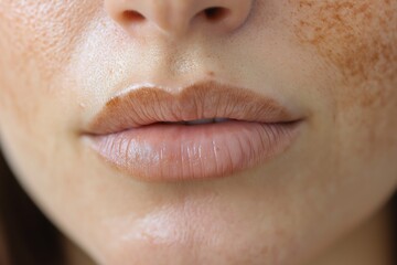 Fototapeta premium Close-up of a woman's natural beauty on her lip