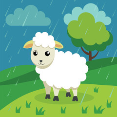 Cute sheep vector illustration cartoon character