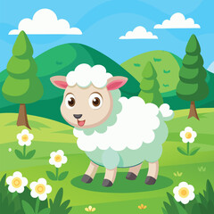 Cute sheep vector illustration cartoon character