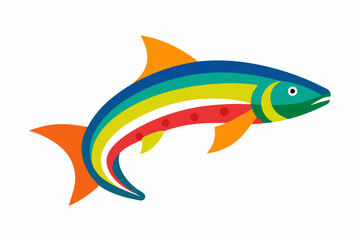 Fototapeta premium Vector illustration of rainbow trout fish on a white background