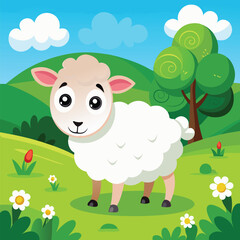 Cute sheep vector illustration cartoon character