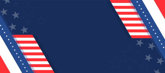 United States american flag USA patriotic papercut white banner, background, web, greeting card, poster, holiday cover, label, flyer, layout. Patriotic Social media print for presentation, information