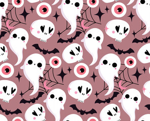 Obraz premium Halloween gost vector seamless pattern