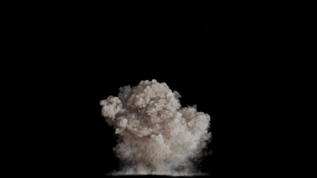 Large explosion on transparent background long shot
3d rendering of fire explosion simulation with alpha channel (transparent background)
