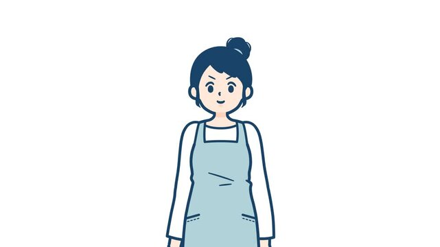 apron woman_Salute with a serious expression_with alpha channel