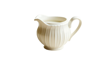 White Ceramic Milk Jug Filled With Milk.