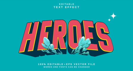 Editable text style effect - Heroes text style theme.