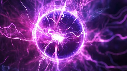 Abstract purple and pink electric energy sphere. Digital energy concept for background, overlay, or texture.