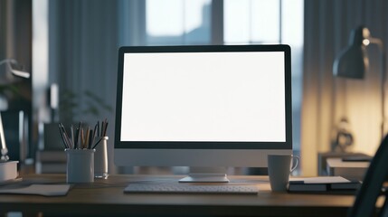 Fototapeta premium Modern Home Office with Desktop Computer