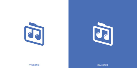 Music File Logo. Music Note and File Folder Symbol. Music Document Logo, Icon, Symbol, Vector, Design Inspiration.