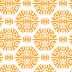 Round ornamental leaf. Autumn seamless pattern. Vector illustration. Wrapping paper, textiles. Nice background