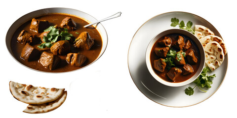 Meat curry isolated on white and transparent background