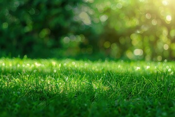Naklejka premium A field of green grass with the sun shining on it, generative ai