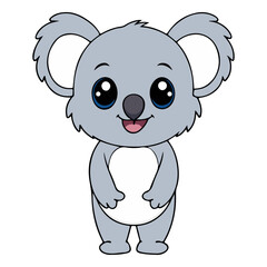 Cute Standing Gray Koala in Cartoon Style