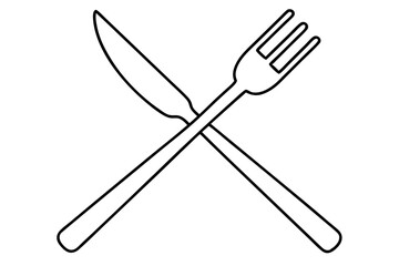 Fototapeta premium Clean vector illustration of a fork and knife in line drawing style 