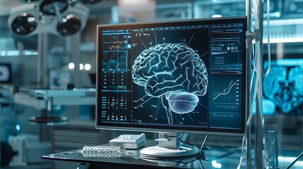 Medical equipment and human brain in modern operating room