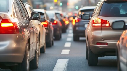 Cars line the road as pedestrians patiently wait to cross amidst heavy urban traffic