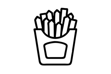 Stylish Outline Design of a Simple Carton of French Fries Vector
