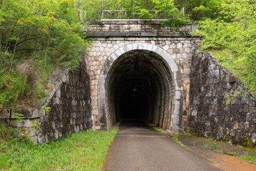 Fototapeta premium Vernede tunnel of the old railway line Tournemire - Roquefort au Vigan (Bez-et-Esparon, Gard, Occitanie, France)