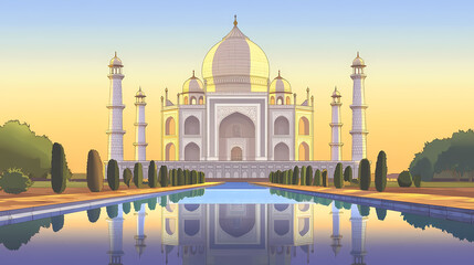 Fototapeta premium Taj mahal at sunset. Taj Mahal. Illustration