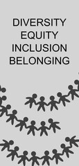 Diversity, equity, inclusion and belonging human figure art poster for print.  Wall interior decoration color art business motivation.