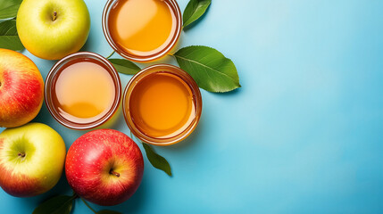 apple and honey on table